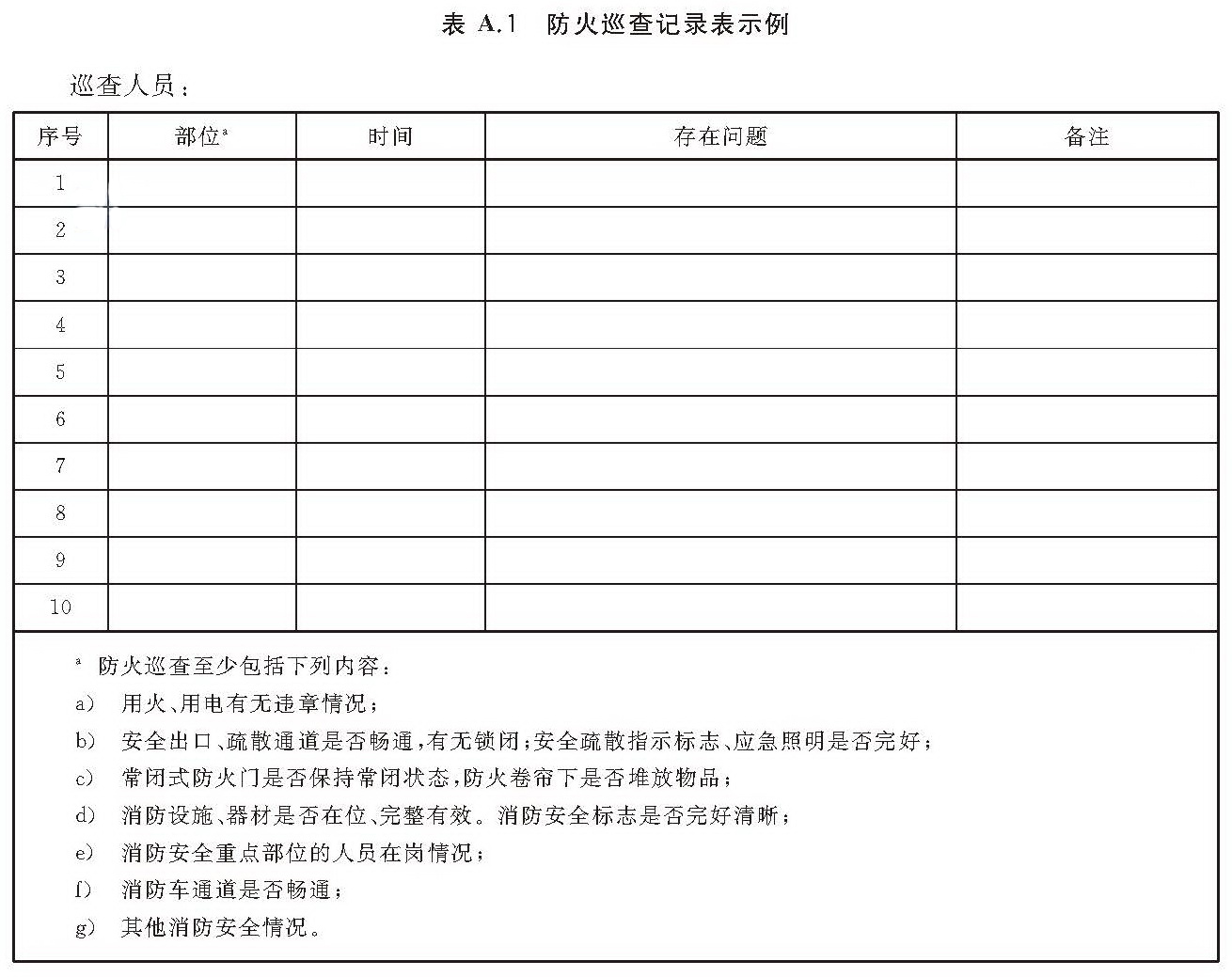 防火巡查記錄表A